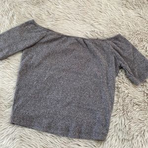 Gray off the shoulder crop top